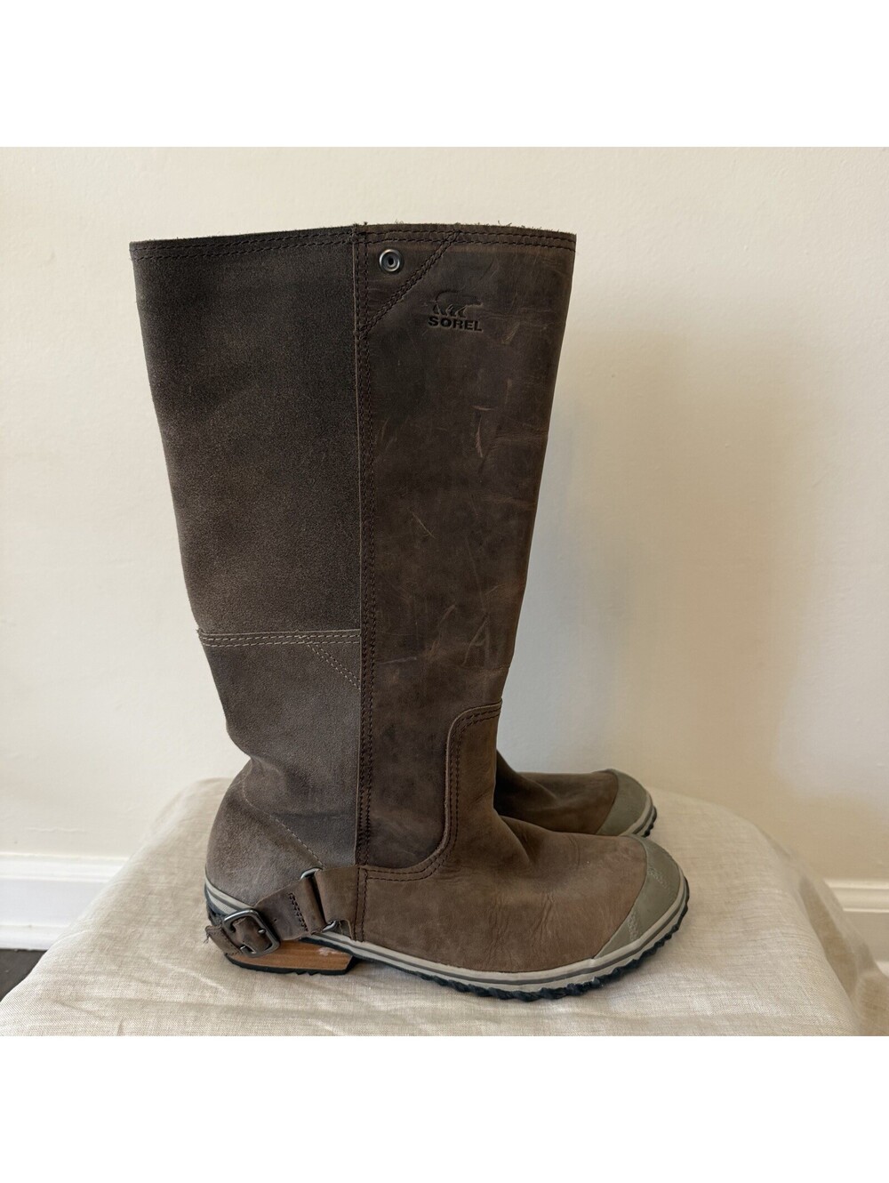 Sorel Slim Boot Waterproof Suede Leather Boots Size 8 Brown EU 39 Equestrian